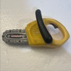 Vintage Y2K My Workshop Yellow Toy Chainsaw lights up sounds